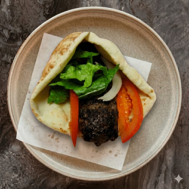 Meat Kifta Kabob Sandwich.