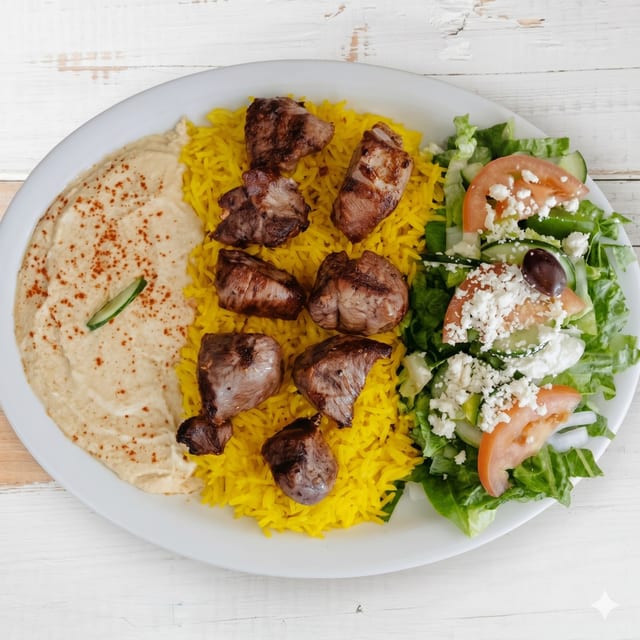 #10 Lamb Shish Kabob Plate.