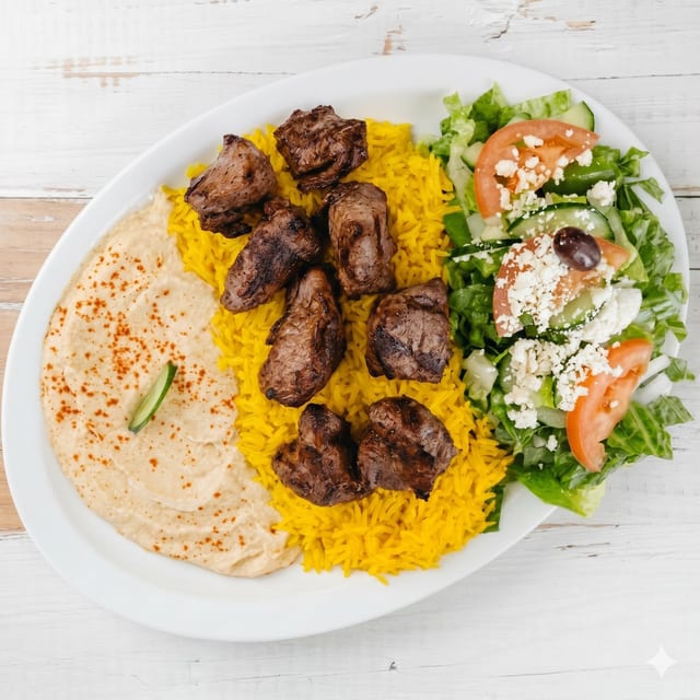 #9 Steak Kabob Plate.