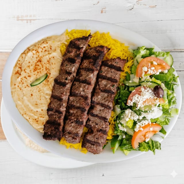 #3 Meat Kifta Kabob Plate.